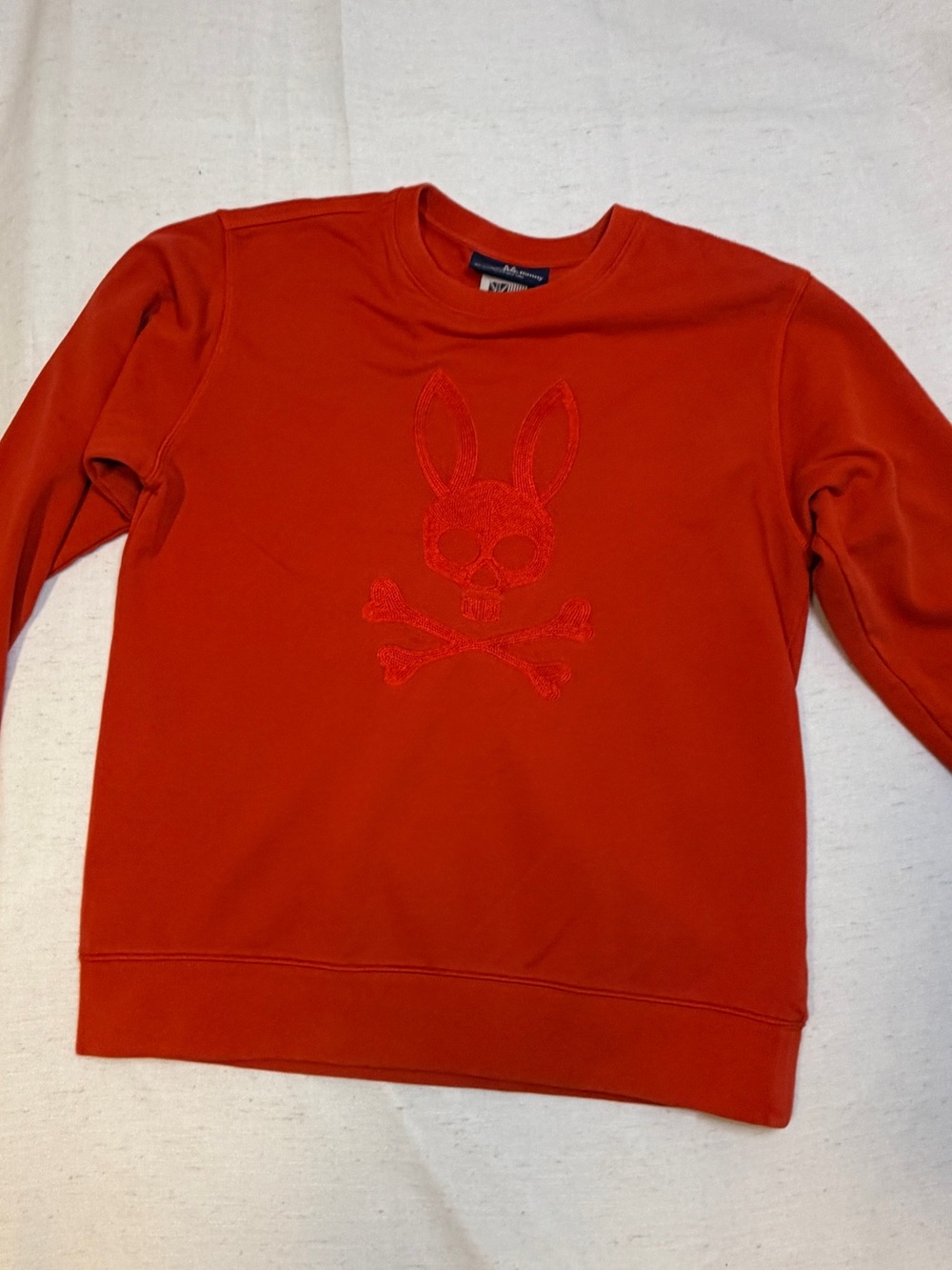 Psycho Bunny Men’s XL Red Tonal Embroidered Logo Cotton Crewneck Sweatshirt